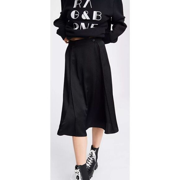 Rag & Bone Hugo 100.% Silk Skirt in Black NWT Size 10 - Picture 1 of 9